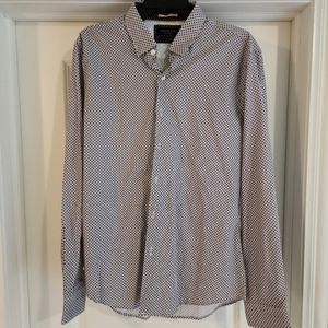 Cactus Man Ricky Singh Men's white navy maroon pattern dress shirt size large